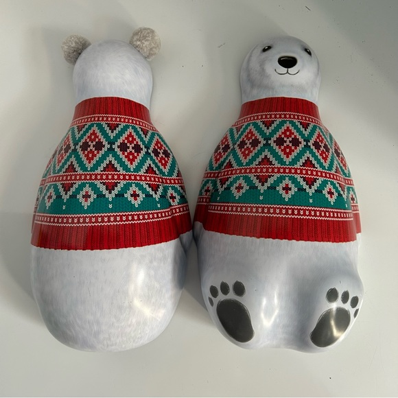 Set of 2 SILVER CRANE tin containers (polar bear and penguin) - Picture 9 of 12